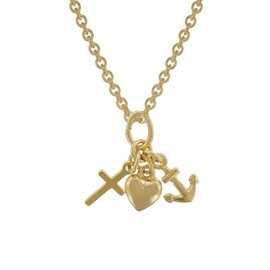 trendor Anhänger für Kinder Gold 333 Glaube, Liebe, Hoffnung wunderschöner Halsschmuck für Mädchen und Jungen, liebevolle Geschenkidee für Kids, 35732-38 38 cm