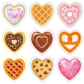 500Pcs Heart Stickers Valentines Day Stickers for Kids Dessert Chocolate Cookie Sticker Roll Happy Valentine's Day Party Decorations Supplies