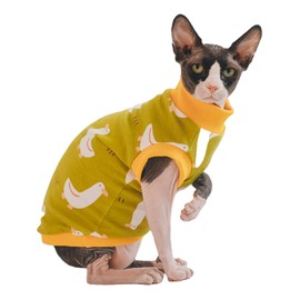 Sphynx Hairless Cat Summer Cotton T-Shirts Cat Vest Pet Clothes, Round Collar Vest Kitten Shirts Sleeveless, Cats & Small Dogs Apparel (Goose, L (7.5-8.8 lbs))