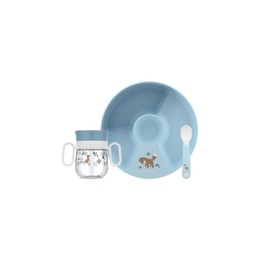 Mepal Baby dinnerware 3-Piece Set Mio Little Dutch, Includes Leak-Proof Sippy Cup, Trainer Plate and Trainer Spoon, Dishwasher Safe and BPA-Free, Set of 3, Forest Friends