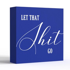 Funny Bathroom Decor Bathroom Signs Blue Desk Decor Wood Box Sign Humor Bathroom Shelf Decor Restroom Sign Half Bathroom Decor Farmhouse Toilet Sign Guest Bathroom Decor for Home Tabletop Countertop