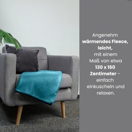 wometo Polar Fleece Blankets, Set of 2, Oeko-Tex, 130 x 160 cm, approx. 400 g, with Anti-Pilling and Overcast Hem, Turquoise, Petrol