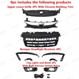 Unbranded 9PCS For CIVIC 2009-2011 Chrome Grille Mesh Fog lights Headlight Brackets Kit