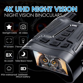 Night Vision Goggles Infrared Goggles Night Vision 4k Night Vision Binoculars Scope 8X Digital Zoom 3.2'' Large Screen HD Binoculars Suitable for Camping Free 32GB Memory Card