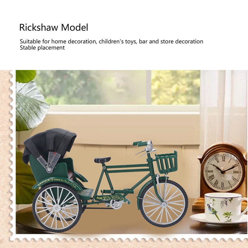 Rickshaw Model Retro Design Decorative Interesting Alloy 3 Wheel Rickshaw