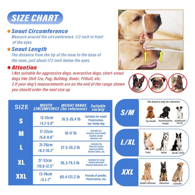 Viiotu Dog Muzzle, Anti Barking Device for Small, Medium, Large