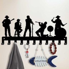 SUPERDANT Jazz Performance Key Holder Orchestras Key Hook Music Performance Wall Mounted Door Key Organizer for Dog Leash Music Theme Decorative Hook with Screws Gifts for Jazz Lovers