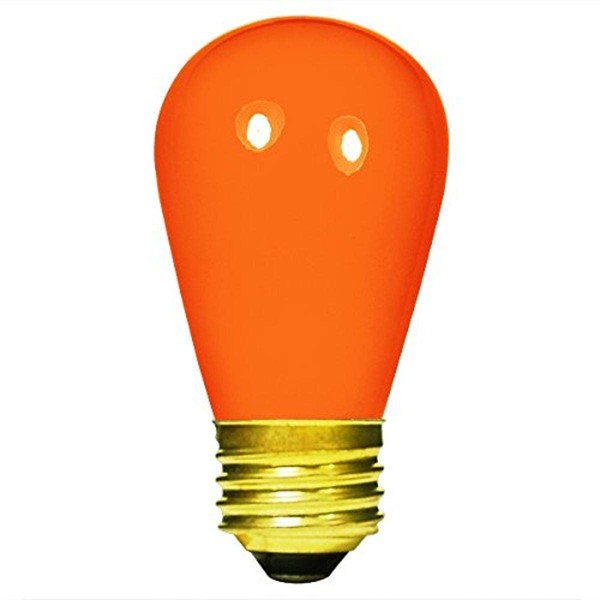 Satco S3964 11 Watt S14 Incandescent 130 Volt Medium Base Light Bulb Ceramic Orange, 4 Pack