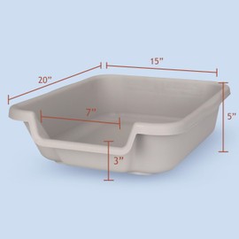 Bunny Go Here Litter Box, Misty Gray Color, Small Size, Durable & Pet Safe Rabbit Litter Box, Indoor Open Top Entry Litter Pan, Comfortable for Dogs, Rabbits & Cats