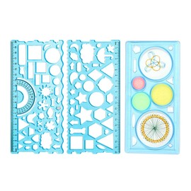 Ieron 7 Pcs Multi Shaped Drawing Templates Plastic Ruler, Creative Multi-Shaped Plastic Ruler Bundle, Multifunctional Geometric Drawing Ruler (Blue)