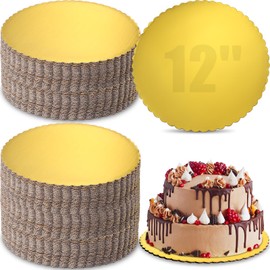 Nuenen 50 Pcs 12 Inch Gold Cake Board Rounds Cake Cardboard Disposable Coated Base Boards Cardboard Circles Plate Scalloped Base for Valentine Decorating Supplies Dessert