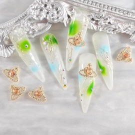 MEILINDS 3D Gold Nail Charms Luxury Crown Zircon Nail Rhinestones Shiny Nail Crystal Diamonds Gems Metal Nail Art Jewelry for Acrylic Nails DIY Crafts Decoration (MEILINDS-MCL-GS058-04)