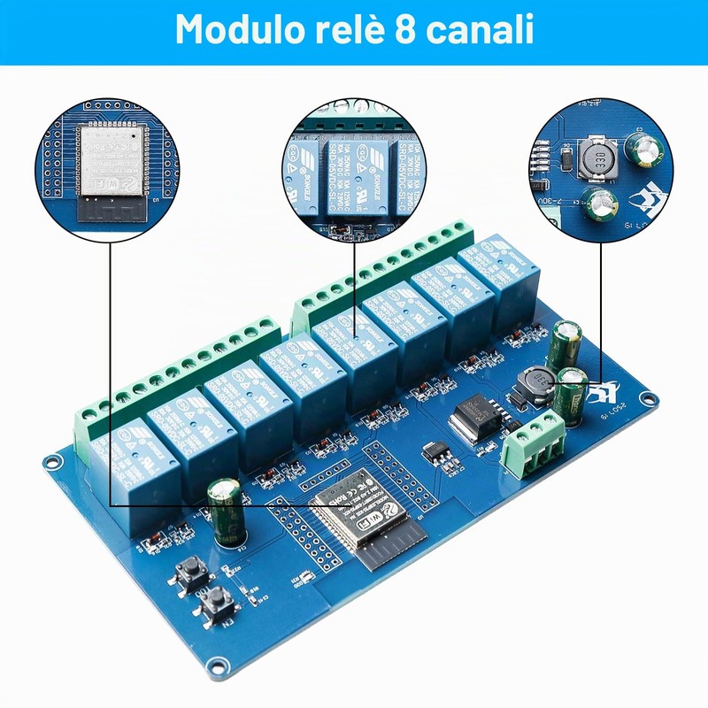 ESP modulo relè a 8 canali con ESP-32 WiFi Bluetooth,