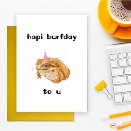 COLINHELIN Grumpy Frog Birthday Card for Women Men, Frog Lover Birthday Greeting Card for Husband Wife Boyfriend Girlfriend, Funny Frog Birthday Card for Son Daugher, Happy Birthday Card from Frog.