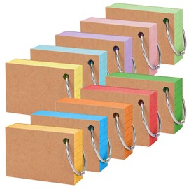 OWLKELA Index Cards A8, 10 Colours, 1000 Pieces, Colourful Flashcards with Ring, Flash Cards for Notes, Vocabulary & Formulas, Compact & Portable, Ideal for Study, Office and DIY Projects
