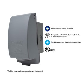 Sealproof 1-Gang Vertical Metal Weatherproof Lockable While In Use Outdoor Outlet Receptacle Cover, 7-in-1 Configurations
