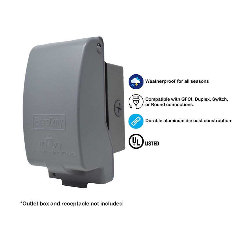 Sealproof 1-Gang Vertical Metal Weatherproof Lockable While In Use Outdoor
