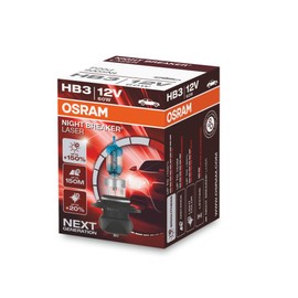 OSRAM Night Breaker Laser HB3 Halogen Headlight Bulb, 9005NL, +150% More Brightness, 12 V Car, Folding Box, 1 Bulb