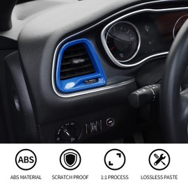 Voodonala for Challenger Center Console Air Condition Outlet Vent Trim Accessories for Dodge Challenger 2015-2021 (Blue, 4ps)
