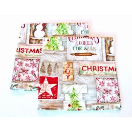 Farmhouse Christmas Cloth Napkins (Set of 2) Custom Made in USA Country Rustic Holiday Print Lightweight Cotton Fabric