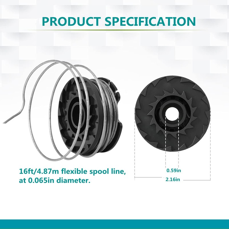 Bosch Lawn Trimmer Replacement Spool, Pack of 6 Trimmer Line