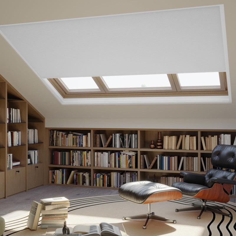 MYshade Custom Cordless Skylight Shades,100% Blackout Cellular Honeycomb Blinds for