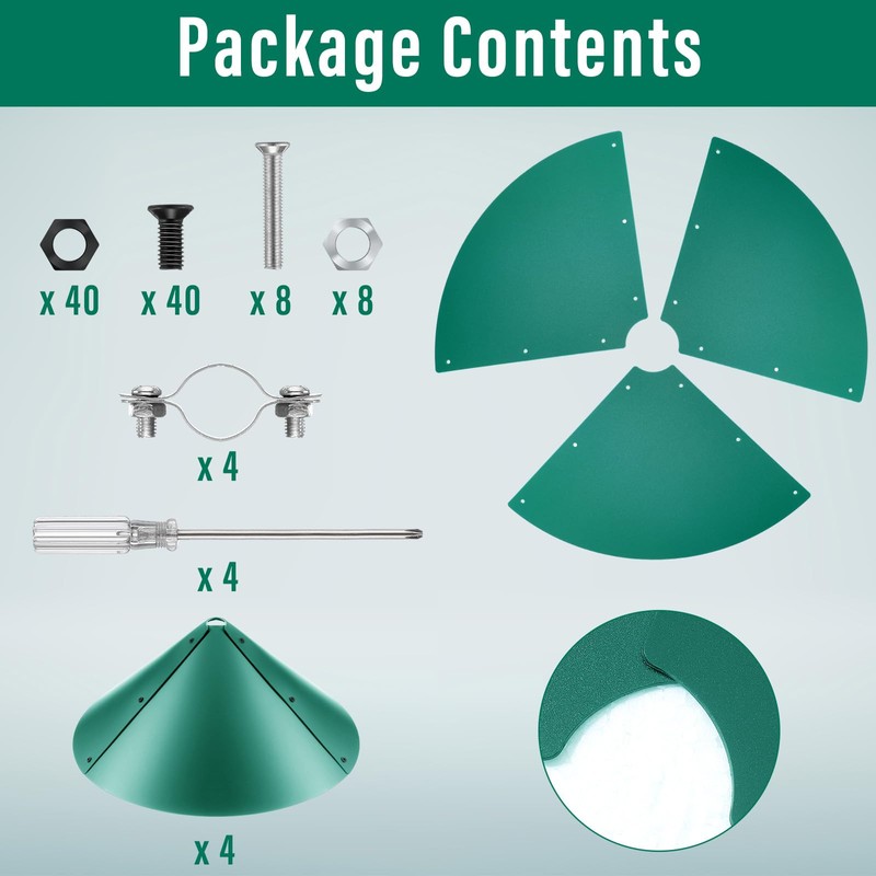 Domensi 4 Sets 18 Inches Squirrel Baffle for Bird Feeder