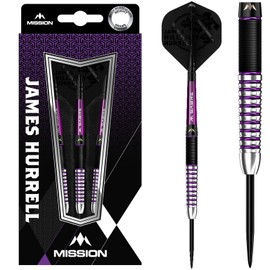 Mission Darts James Hurrell | 90% Tungsten Steel Tip Darts | Black PVD & Purple Electro plate coating