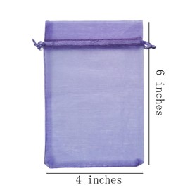 Sets of 50 Gift Organza Bags Lilac Drawstring 4x6 inch for Baby Shower,Christmas,Wedding,Party Favors,Bridal Shower,Birthday,Fathers Day,Sheer Fabric Mesh Clear Wrap Flat Sachet for Jewelry,Candy