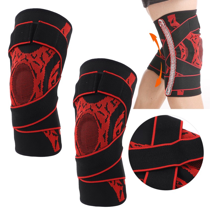 2Pcs Elastic Knee Compression Sleeve Breathable Sports Knee Brace for