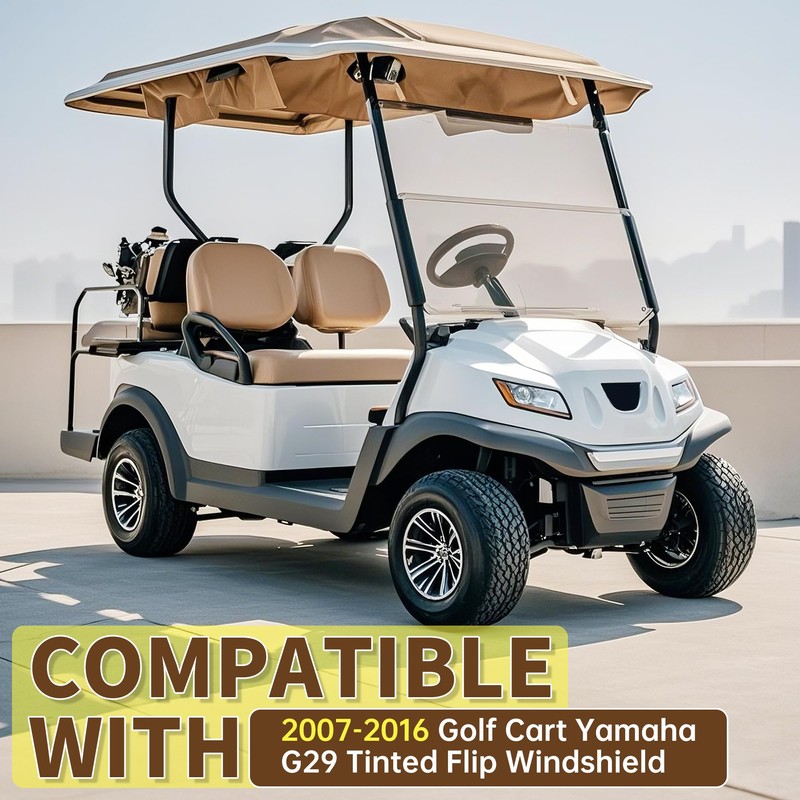 ECOTRIC Tinted Windshield Compatible with 2007-2016 Yamaha Drive G29 Gas