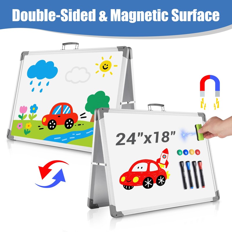 White Board Dry Erase 24" x 18", Magnetic Portable Foldable