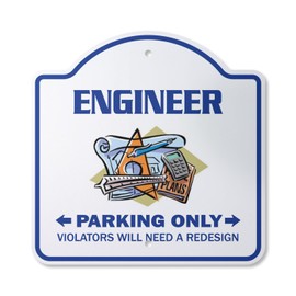 Engineer Parking 12" X 12” Sign | Indoor/Outdoor Plastic | SignMission Designer Drafting Tools Engineering Electrical Civil Novelty Gift Funny Joke Gag Road Garage