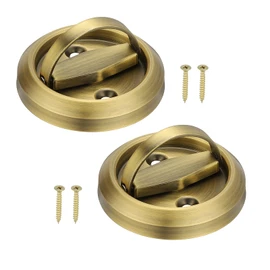 PATIKIL Recessed Door Handles, 2 Pcs Round Flush Pulls Stainless Steel Furniture Locks Hidden Embedded Fireproof Door Furniture Pull Brass