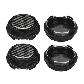 JSCARLIFE 4 Pieces Silver Base 68mm Diameter 6 Clips Wheel Tyre Hub Caps Cover Black Sticker for Car Vehicle (Black)