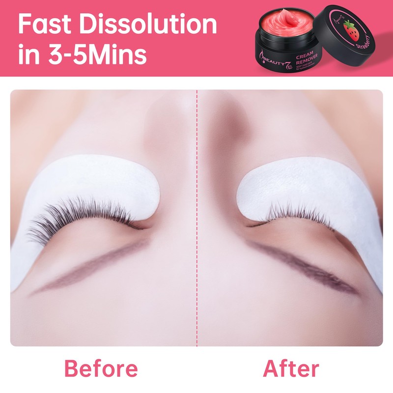 Beauty7 Eyelash Extensions Removal Cream Safe Adhesive, Strawberry Flavor, 5g