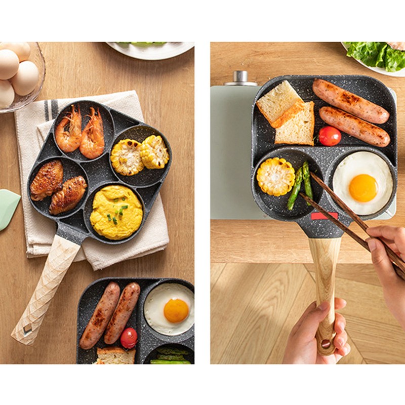 Egg Frying Pan Heat Sensitive Silicone Aluminium Pancake Frying Pan