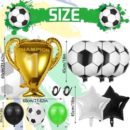 AUNGKWANG Football Balloons Set, World Cup Aluminium Foil Football Balloons, Football Decoration Birthday for Children, Football Birthday Decoration, Balloons Football for Party Decoration Children's