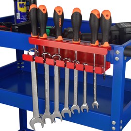 ULIBERMAGNET Magnetic Wrench Holder,Heavy Duty Red Magnetic Screwdriver Holder,Wrench Screwdriver Shear Organizer Rack Magnetic Mount Multiple Tools Rack for Garage,Tool Cart,Pegboards,Workbench