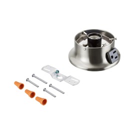 Aspen Creative 22103-09-1, Flush Mount Ceiling Fixture Shade Holder Kit with Outlet in Brushed Nickel Finish 3-5/8" Fitter, 4-3/4" Diameter x 2" Height
