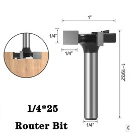 ExcInter CNC Spoilboard Surfacing Router Bit,1 Pcs 1/4 Inch Round Shank 3 Wings Milling Cutter Planer Woodworking Tool(1 Inch Cutting Diameter )