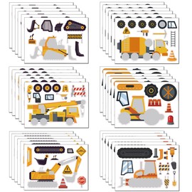 36pcs Make a face Stickers for Kids, Construction Truck Stickers Boys Kids Party Favors Construction Birthday Goodie Bag Stuffers