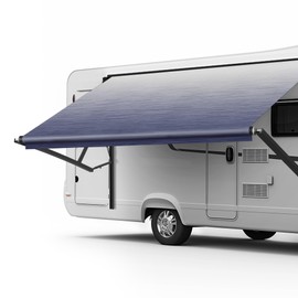 HBN RV Awning Fabric Replacement, 17'2" Fabric Length for 18' Awning, Heavy-Duty Vinyl, Weather Resistant, Universal Outdoor Canopy for RV, Trailer, and Motorhome Awnings - Blue Fade