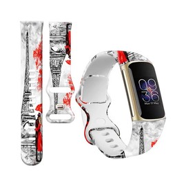 PLKTJOSA Compatible with Charge 6/Charge 5 WatchBands for Women Men,Elastic Adjustable Wristbands,Breathable Sport Band Soft Waterproof Health Tracker (Oil Painting Romantic Paris Streets)