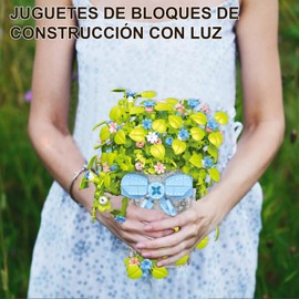 Juego de Bloques de Construcción Plantas de Flores, Juguetes de Bloques de Construcción para Ramo de Flores con Luz, Bonsái de Plantas Artificiales Decorativas, Decoración Hogar u Oficina (592 Piezas)