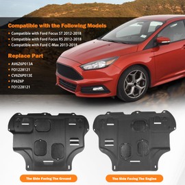 Front Engine Splash Shield Compatible with Ford Focus ST/RS 2012 2013 2014 2014 2016 2017 2018, fit for C-Max 2013-2018 Splash Guards, Engine Cover Mud Flaps Protection