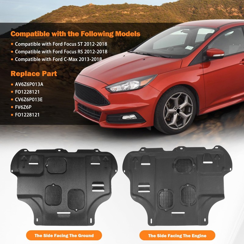 Front Engine Splash Shield Compatible with Ford Focus ST/RS 2012