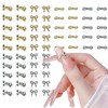 CHANGAR 60 Stück 3D-Nagelkunst-Anhänger mit Schleife, Gold/Silber, Nagel-Anhänger aus Metalllegierung,