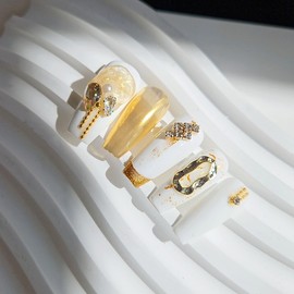 Gold Nuance Handmade Nail Tips - Oval / 골드 뉘앙스 수제네일팁 - 오벌