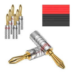 Tertullus Banana Plugs 4 mm Gold-Plated Screwable Hi-Fi Speaker Banana Plug Set for Speaker Cables Pack of 8